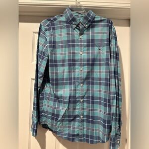 Vineyard Vines Teal and Navy Plaid Men's Shirt